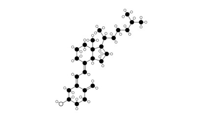 cholecalciferol molecule, structural chemical formula, ball-and-stick model, isolated image vitamin d