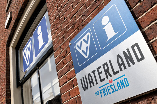 LEMMER, NETHERLANDS - MAY 14, 2023: sign at VVV Waterland van Friesland tourist information