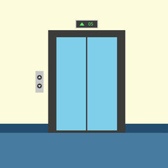 	
Vector illustration of the closed elevator door. Vector illustration in flat cartoon style.	
