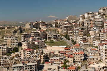 A view of the city of Saidnaya (Seydnaya), located in the mountains at an altitude of 1,500 meters,...