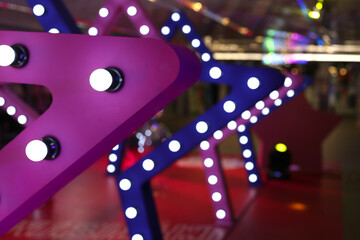 star decoration retro style with light bulb for party background