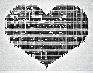 Fototapeta na wymiar Black and white heart logo with half tone pattern effect on white background. Generative AI.