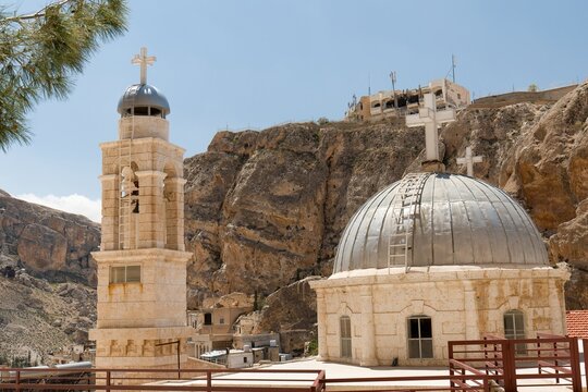 The Convent of Saint Thecla is a Greek Orthodox convent in Maaloula, Syria. It is administered by the Greek Orthodox Patriarchate of Antioch. Built in 1935. Syria.