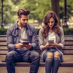 Vibrant Young Individuals Immersed in the Pleasures of Mobile Smartphone Technology, Embracing Digital Connectivity and Modern Lifestyle. Generative AI