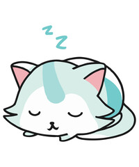 Cute Sleeping Cat Cartoon Illustration