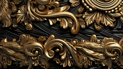 Gold Black Grey Carved Wood Metallic Look Background