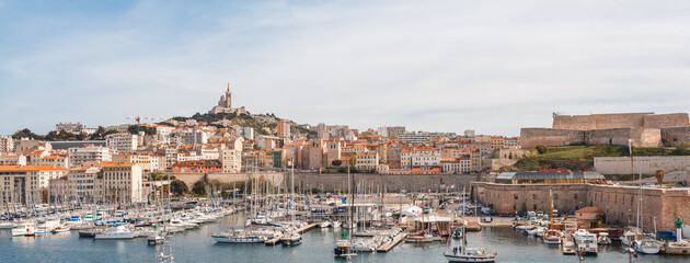 French city Marseille, marina and sea coast. France, Europe