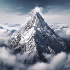 A stunning shot of a snow-capped mountain peak, created with Generative AI technology