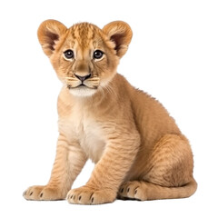baby lion on a transparent background, Generative ai