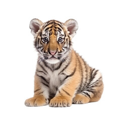 Fototapeta na wymiar baby tiger on a transparent background, Generative ai