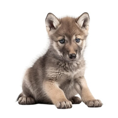 baby wolf on a transparent background, Generative ai