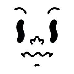 Retro Cartoon Mascot Face with Eyes and Curved Mouth Vector Illustration