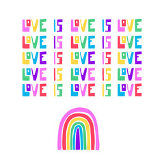 Handdrawn element and handwritten phrase to celebrate pride month and the LGBTQ plus community. Vibrant acid colors.