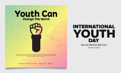 International youth day social media banner vector design
