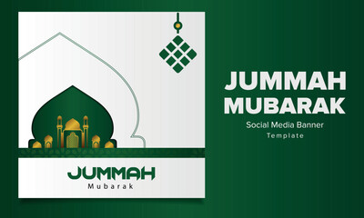 Jummah mubarak wishes banner for social media feed 