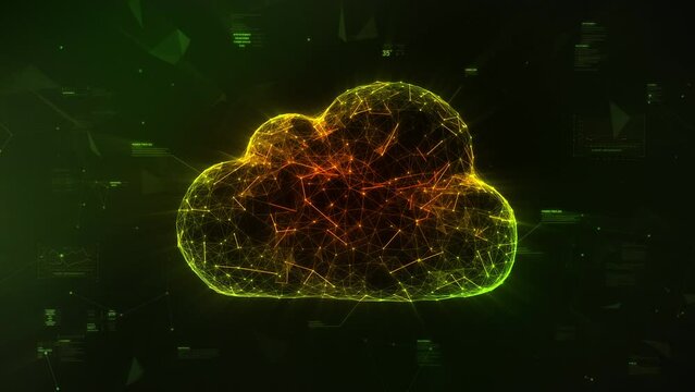 Cloud Computing Technology Background. 5G High-Speed Connection Data Analysis. Internet Of Things, Virtual Reality. Connected Cloud Icon Animation.
