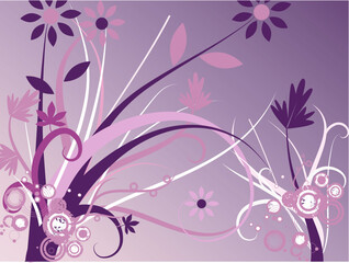 Floral image in vector format with vines and retro rings.