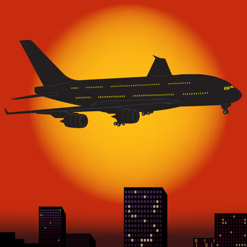 Aeroplane Silhouette 04 - High detailed and coloured vector illustration.
