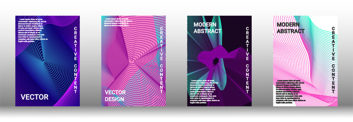 A set of modern abstract covers with abstract gradient linear waves.