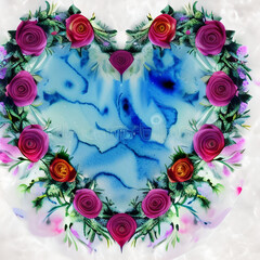 Watercolor Winter Floral Hearts	