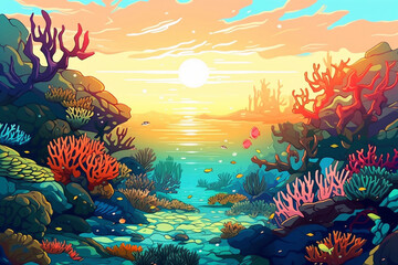 Coral Reef in the Sea
