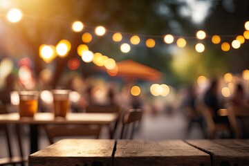 cozy restaurant setting with wooden table and chairs. Generative AI