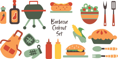 Barbecue Cookout Food and Drink Illustrations