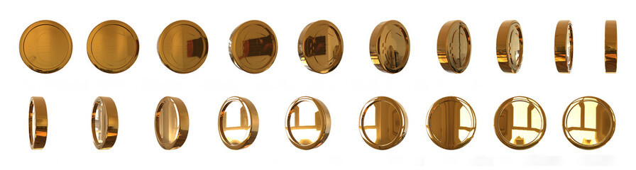 3d illustration euro coin icon money 3d render set