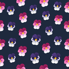 Summer cute seamless pattern with purple violet flowers for fabric print