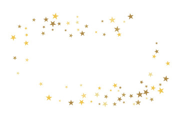 Star confetti. Gold casual confetti background. Bright design pattern.