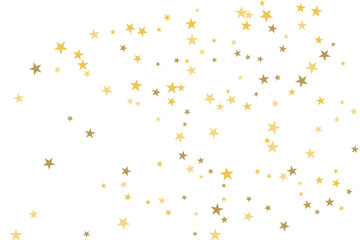Star confetti. Gold casual confetti background. Bright design pattern.