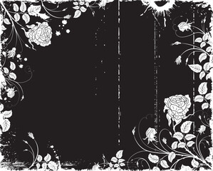 Grunge paint flower frame with blots, element for design, vector illustration