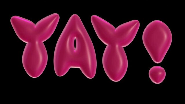 Animation of Yay word or text isolated on black background with color variation move up and down for celebration concept.
