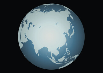 Asia (Vector). Accurate map of Asia. Mapped onto a globe. Includes the large lakes and sea of Russia, Islands of Aleutians, Maldives, Indonesia, etc.