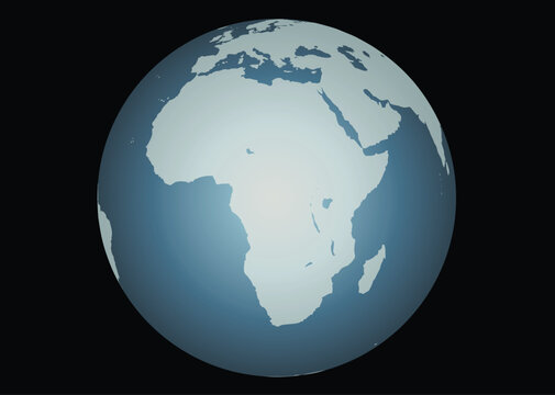Africa (Vector). Accurate map of Africa. Mapped onto a globe. Includes the large lakes, Madagascar. Europe and Middle East to the North.