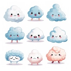 Fototapeta premium cute clouds characters in cartoon style