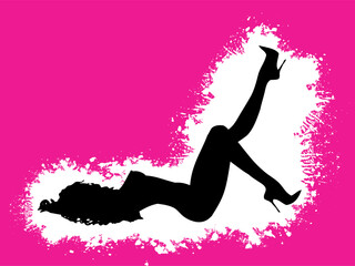 Silhouette of a sexy female on grunge background