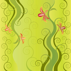Green floral vector decor design background