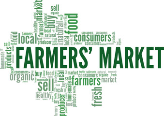 Fototapeta premium Farmers' Market word cloud conceptual design isolated on white background.