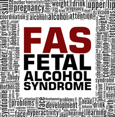 Obraz premium FAS - Fetal Alcohol Syndrome word cloud conceptual design isolated on white background.