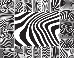 Fototapeta na wymiar Collection of wavy zebra-like vector stripe patterns