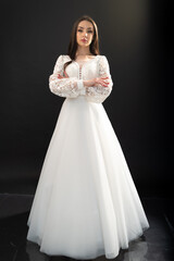 Fototapeta premium Stylish fashion woman bride wedding dress
