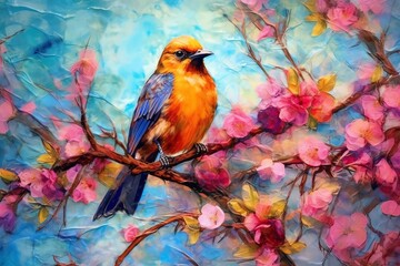 abstract watercolor background with bird