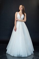Fototapeta na wymiar Stylish fashion woman bride wedding dress