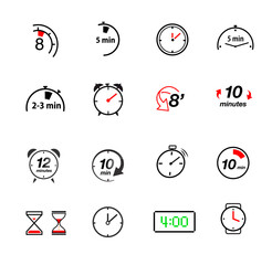 A set of time icons with a short period. Vector illustration isolated on white background. Ready and simple to use for your design. EPS10