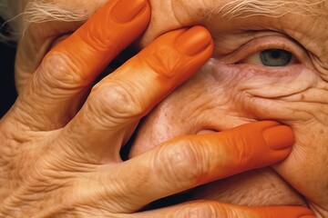 Naklejka premium old person holding hands, old skin