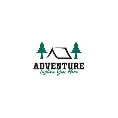 Fototapeta na wymiar Creative outdoor logo of camping and adventure travel vacation forest design illustration idea