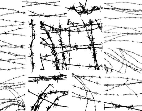 Selection of editable vector outlines of barbed wire