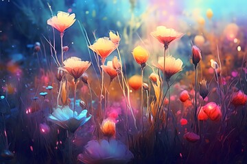 Obraz na płótnie Canvas colorful summer meadow, ai generative