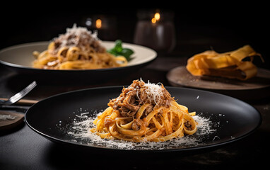 pasta with mushrooms created with Generative AI technology